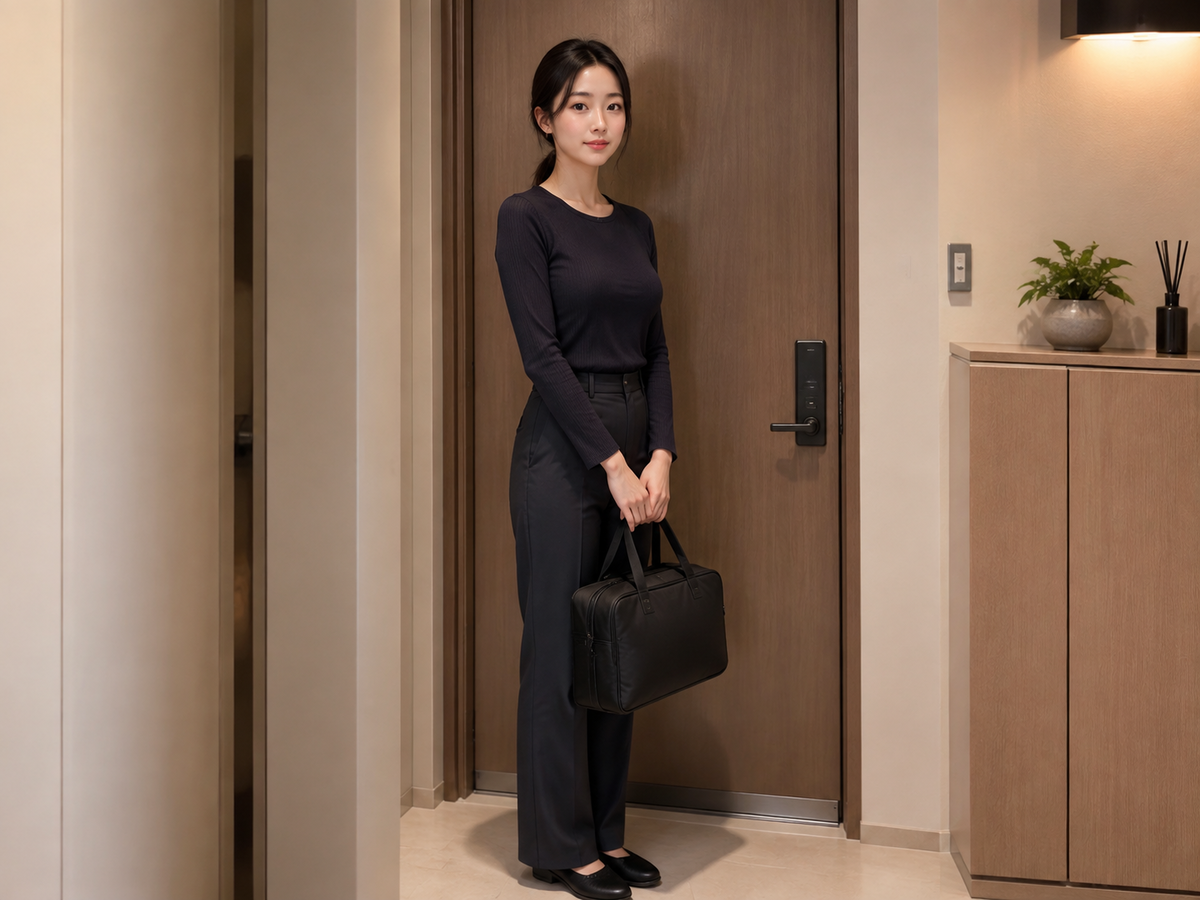 평택 고덕 방문 홈케어 일정을 준비하는 젊은 성인 한국 여성 관리사